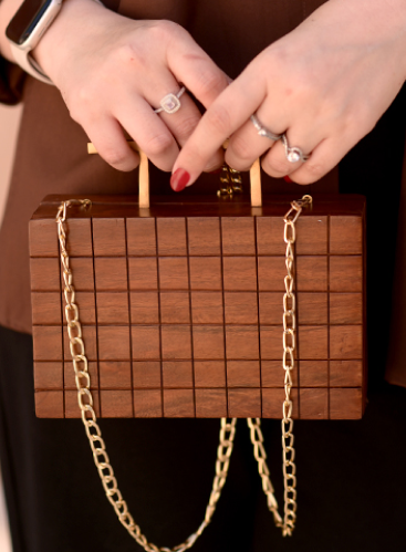 Maesa Noire Grid Clutch